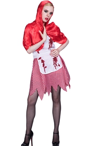 F1858 Fairytale Red Cape Riding Hoody Cosplay Women Halloween Costume